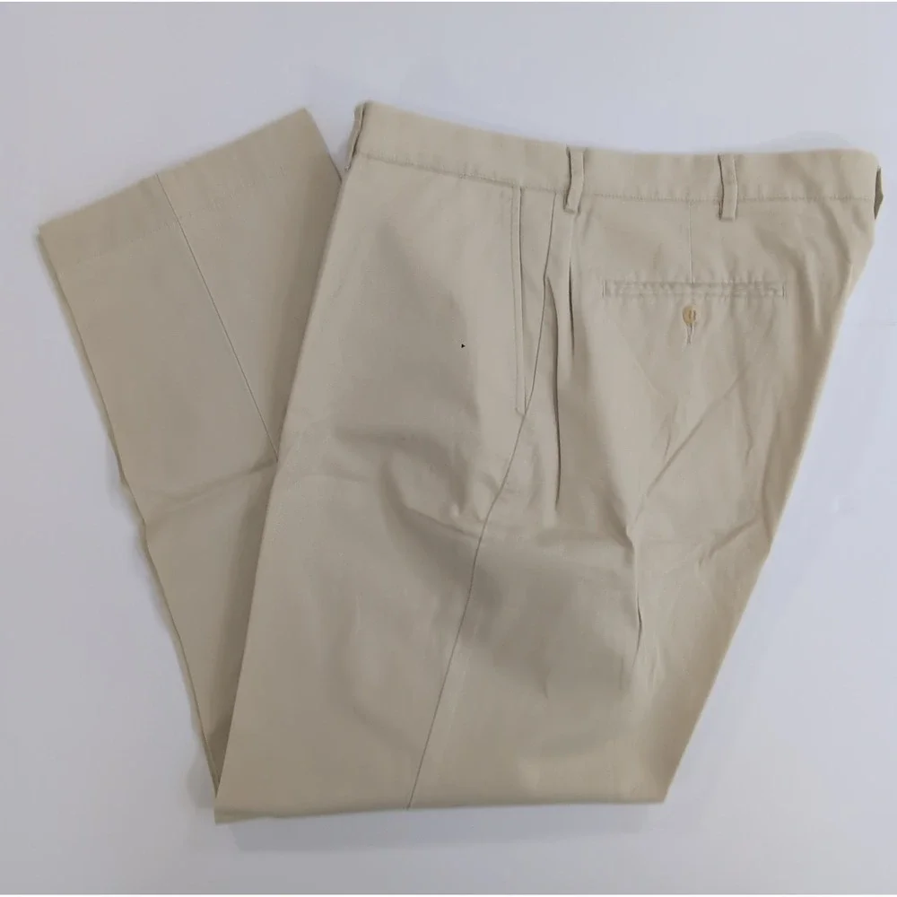 Vintage Polo Ralph Lauren Mens 38x30 Tan Pleated Chino Pants Cotton Trousers